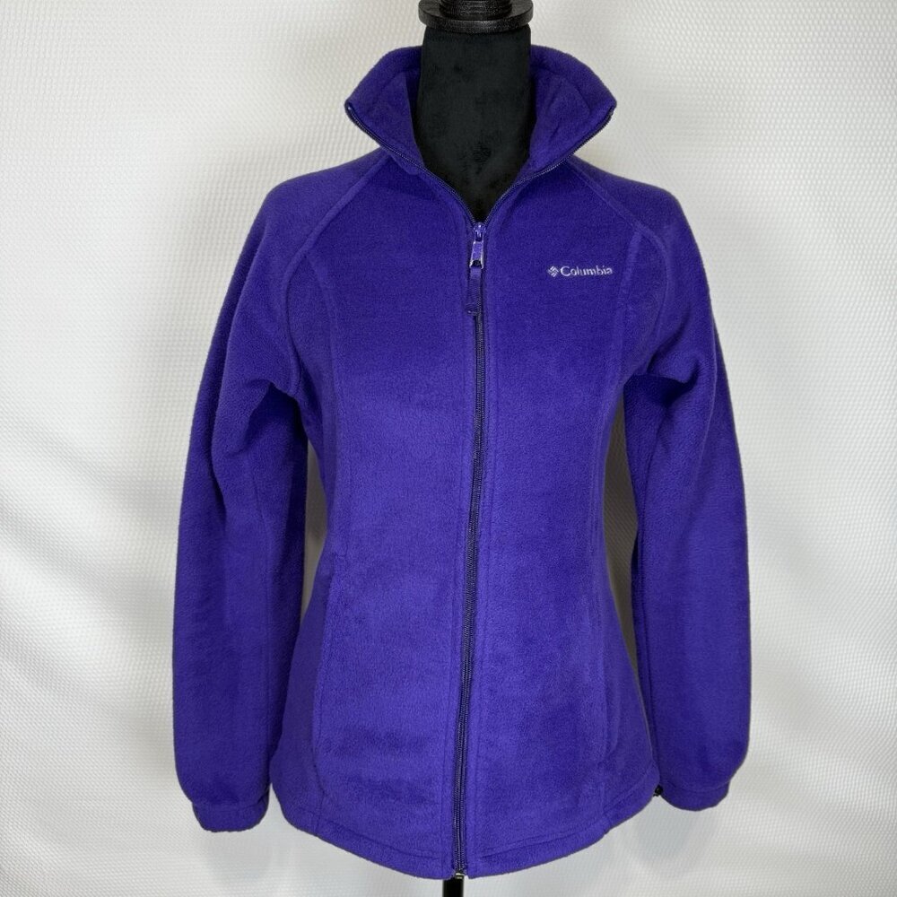 Columbia Jacket Women’s Purple Benton Springs Full-Zip Fleece Pockets Sz Small